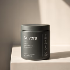 A jar of Nuvora on a stone ledge
